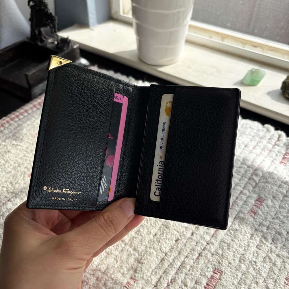 Salvatore Ferragamo Black Leather Lowkey Bifold Wallet